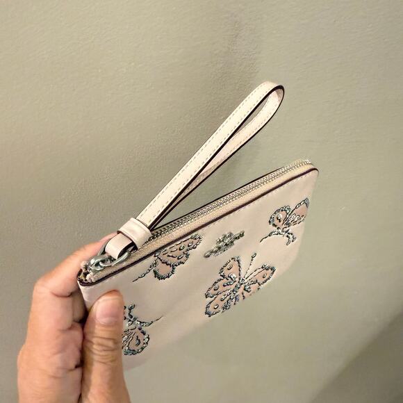 Coach Corner Zip Wristlet With Sparkly Butterfly Print CCJ72‼️choose 1 color‼️ - Picture 3 of 10